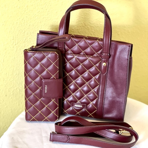 FOSSIL💥NEW GREAT FINDINGS💥Kingston Cowhide Leather Satchel & Wallet - Picture 2 of 15